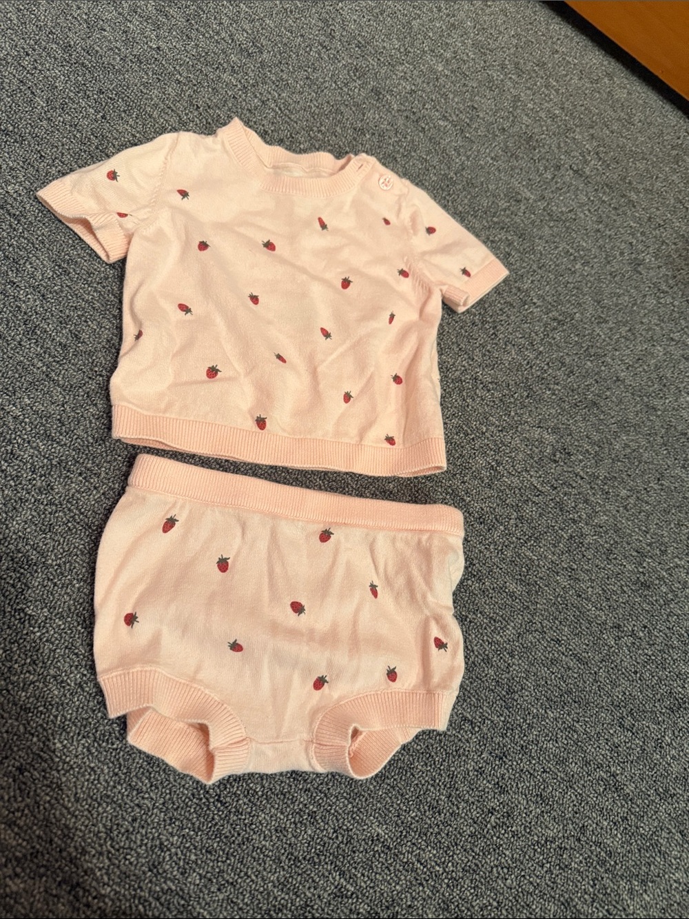 Pink Strawberry Knit Kids Matching Set